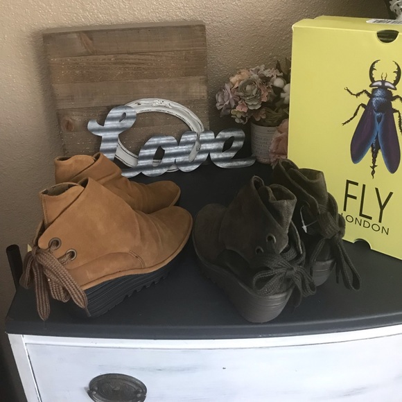 FLY LONDON SUEDE BOOTIES SLUDGE - Picture 3 of 5